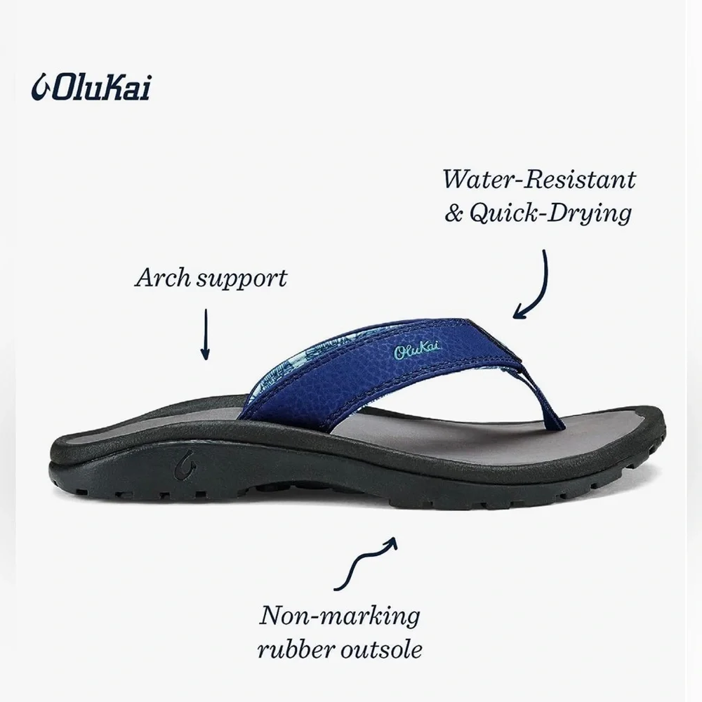 VGUC Sz. 9/10 OLUKAI Ohana Boy's Beach Sandals, Quick-Dry Flip-Flop
